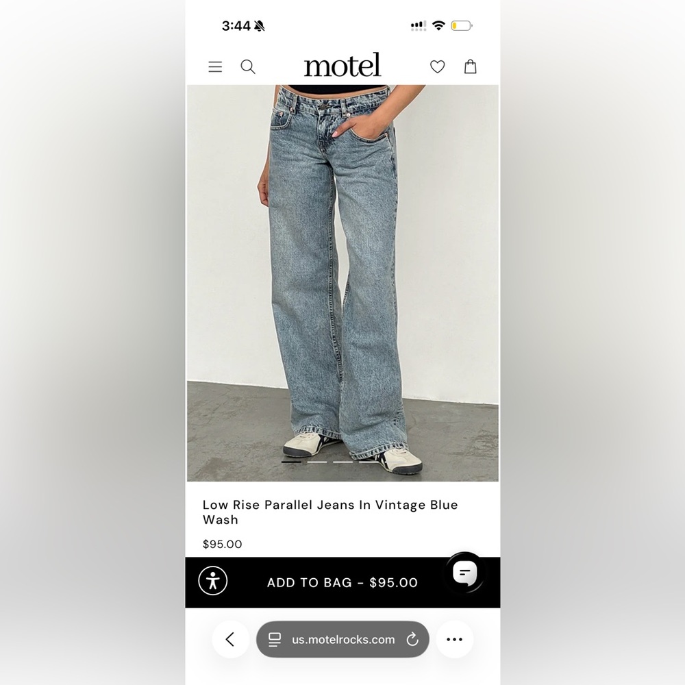 Motel Rocks Low Rise Parallel Jeans in Vintage Blue Wash